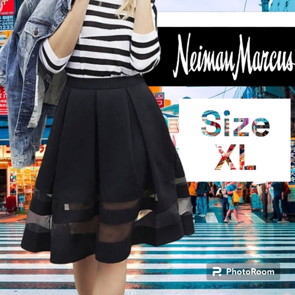 NEIMAN Marcus New w/Tags Kevlar Infused FULL Pleated Sheer Paneled Skirt Sz XL - Picture 2 of 7